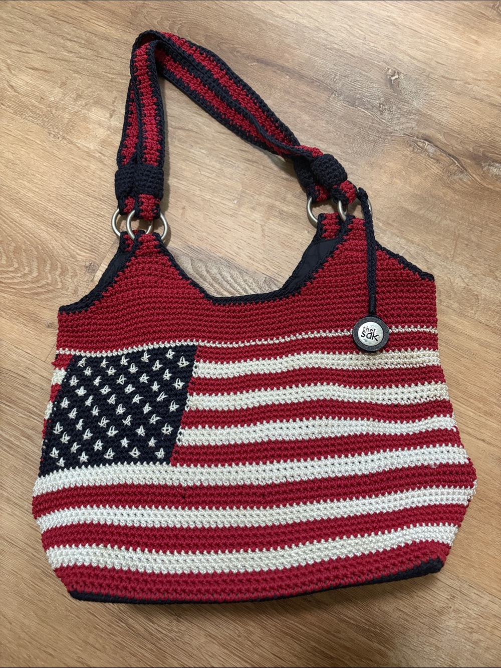 vintage The Sak crocheted shoulder bag - patriotic American flag Design